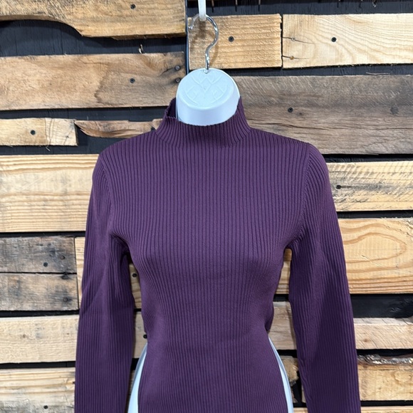 Aritzia Babaton Sculpt Ribbed Knit Tie-back Longsleeve In Dewberry Purple Size M - Picture 9 of 12